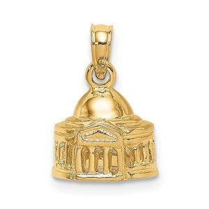 14k Yellow Gold Small Travel 3D Jefferson Memorial Building Washington Charm